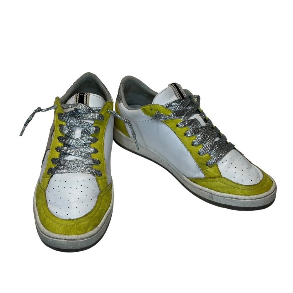SHU SHOP, Paz low-top sneakers White & Lime green w glitter star silver laces,10 - Picture 6 of 13